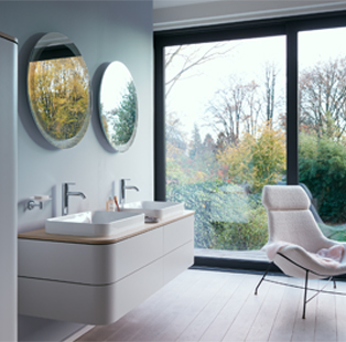 Duravit X sieger design—Happy D.2 Plus renders bathrooms expressive with cogent form and colour