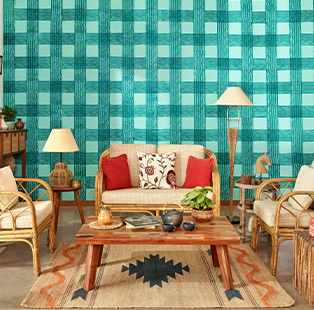 For eclectic homes splashed with Indian crafts—Royale Play Taana Baana wall textures set the tone for the festive season