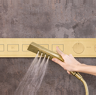The new push button showering system MagnaChoice by Delta Faucet is every bit chic and functional
