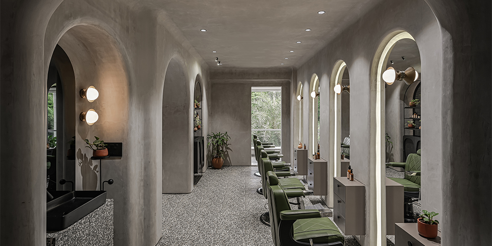 This hair salon designed by Antariksh Design Studio is an ode to traditions