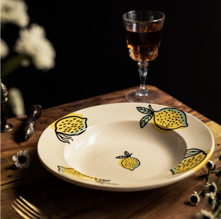 Zesty Lime Printed Ceramic Pasta Platters