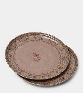 RITU KUMAR PINK & BEIGE KOSHAMBI DINNER PLATE SET OF TWO