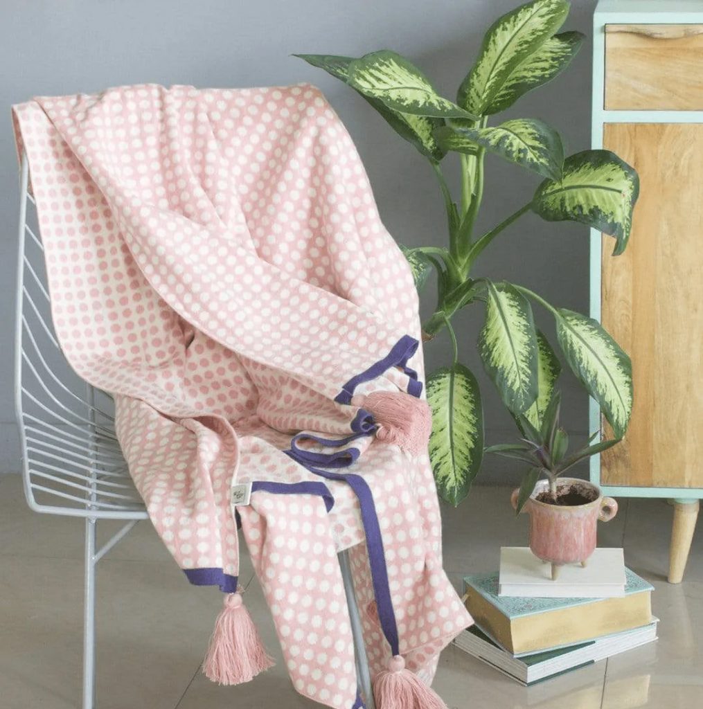 Polka Dot Knitted Throw