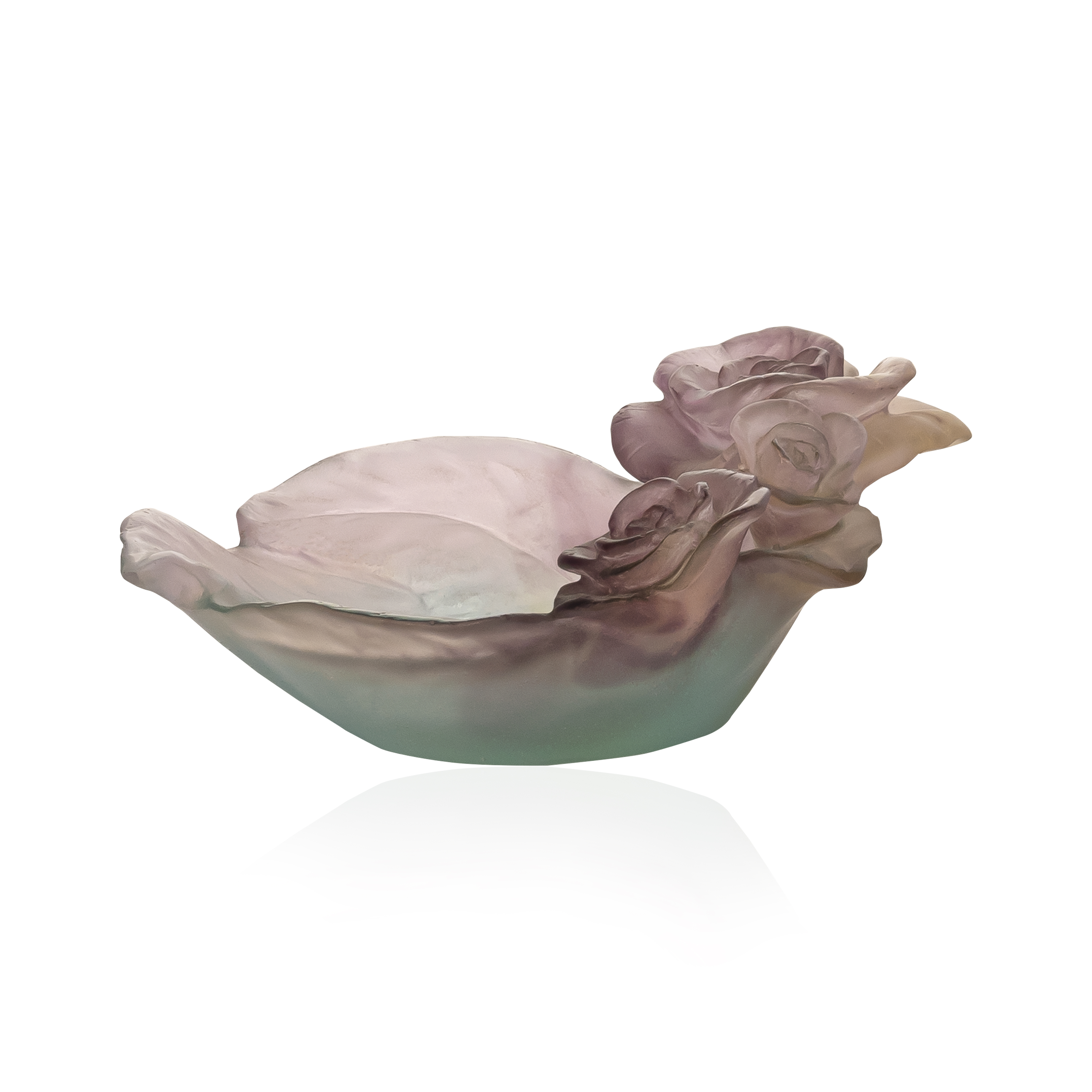 ROSE PASSION GREEN & PINK SMALL CRYSTAL BOWL  