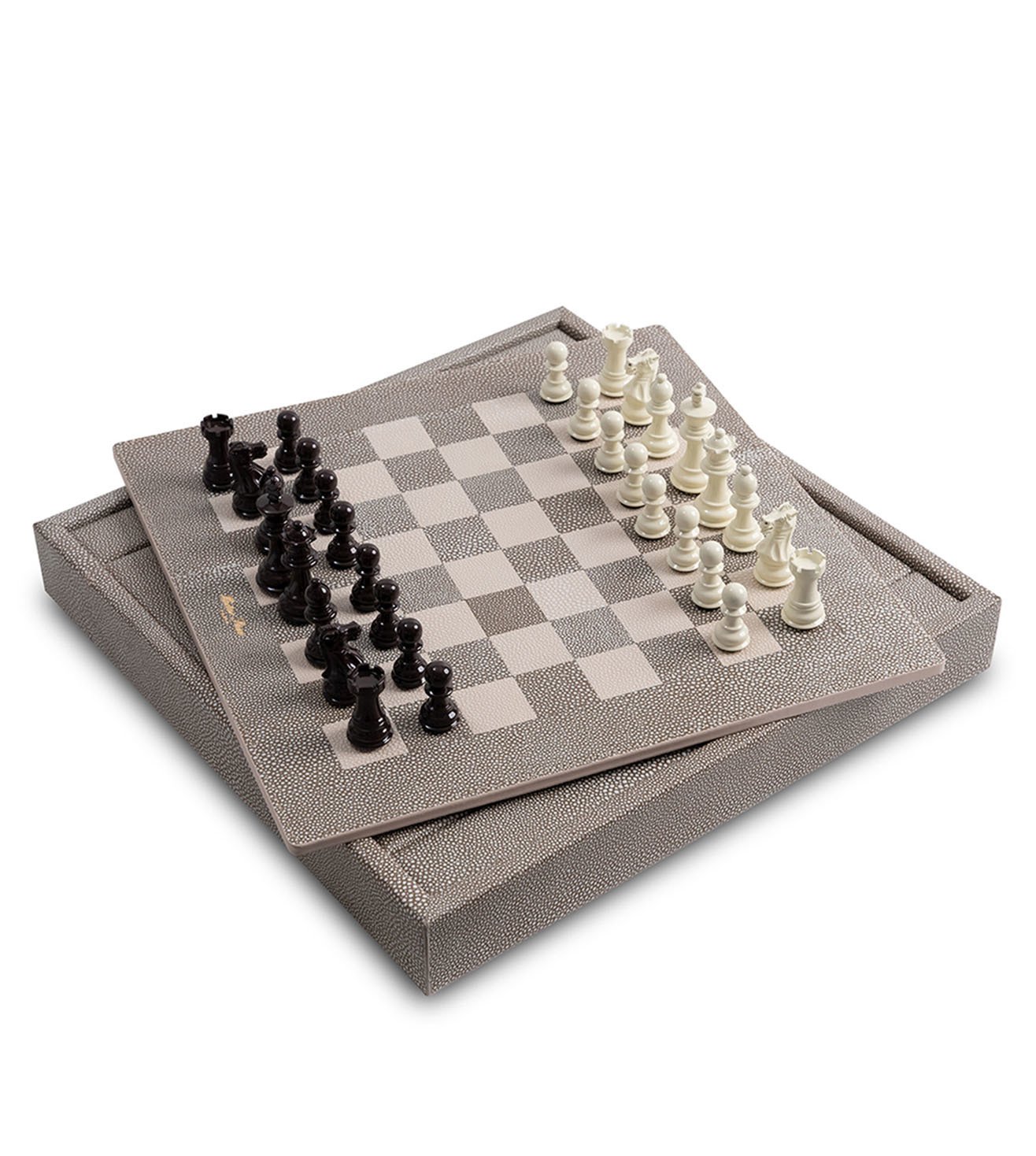 Taupe Medium Galuchat Leather Chess Set