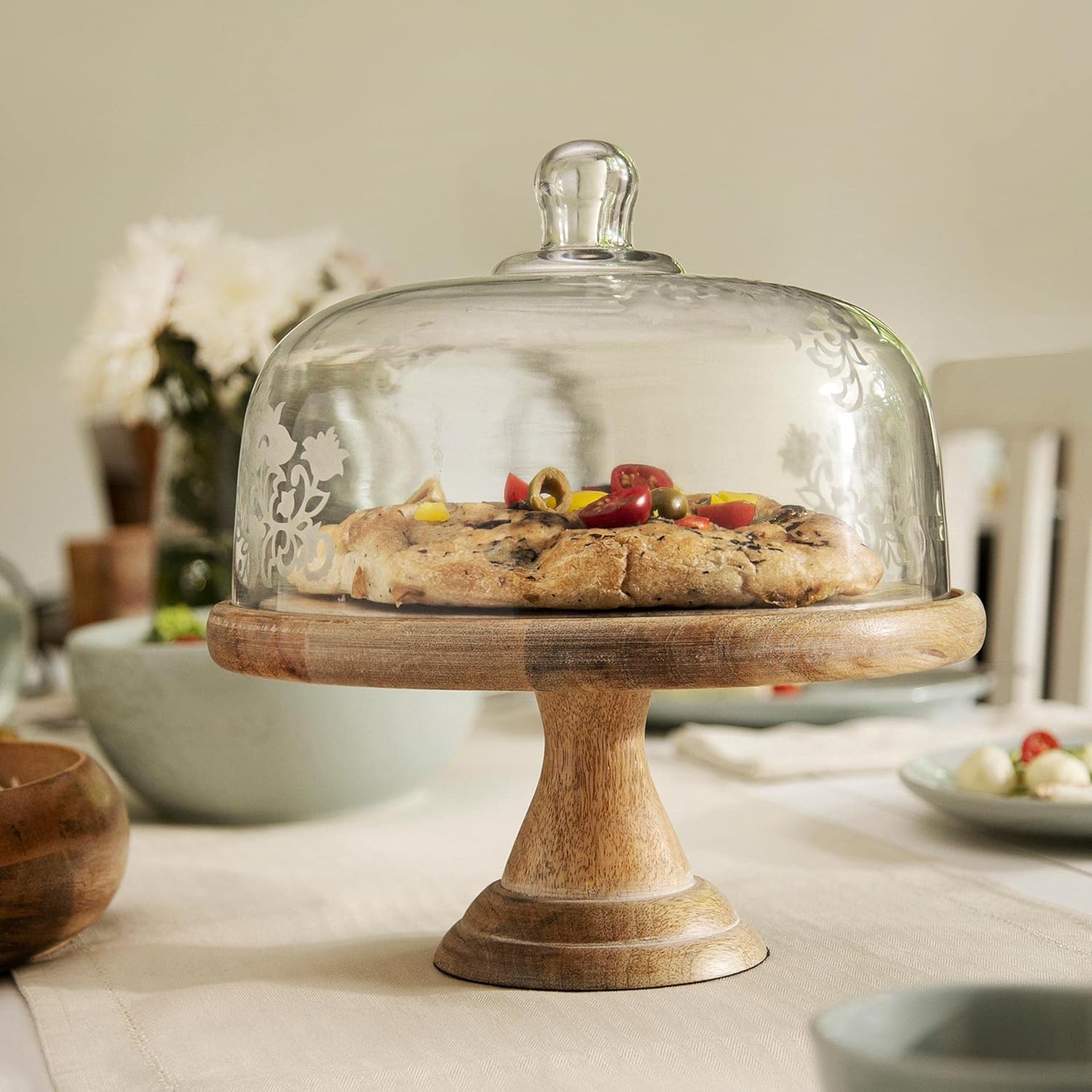 Glass Cloche With Wooden Base