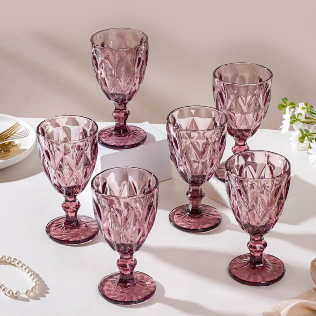 Geometric Patterned Champagne Glasses