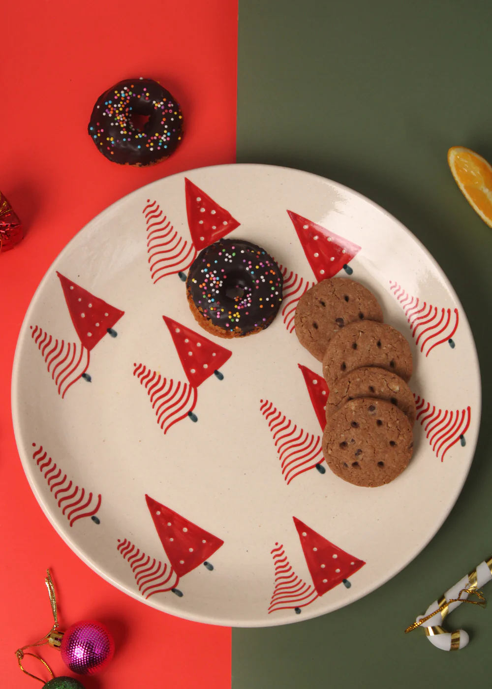 Red Christmas Tree Dinner Plate