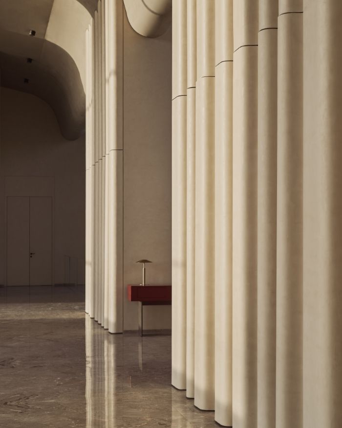 fluted walls curved walls passage walls