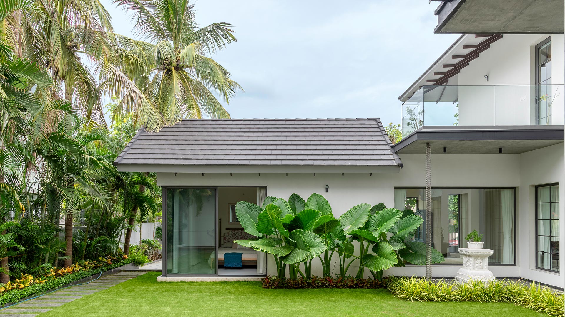lush green courtyard