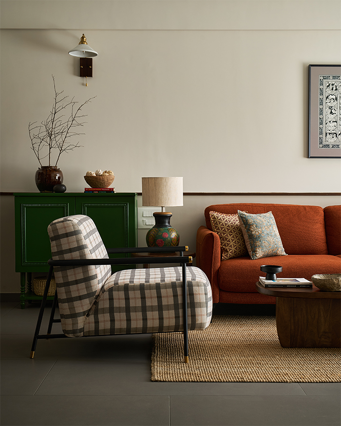 Cushion covers from FabIndia Homes add softness, while decor sourced from local shops lend character; Styling by Amol Nalavade; Photography by Manthan Yadav