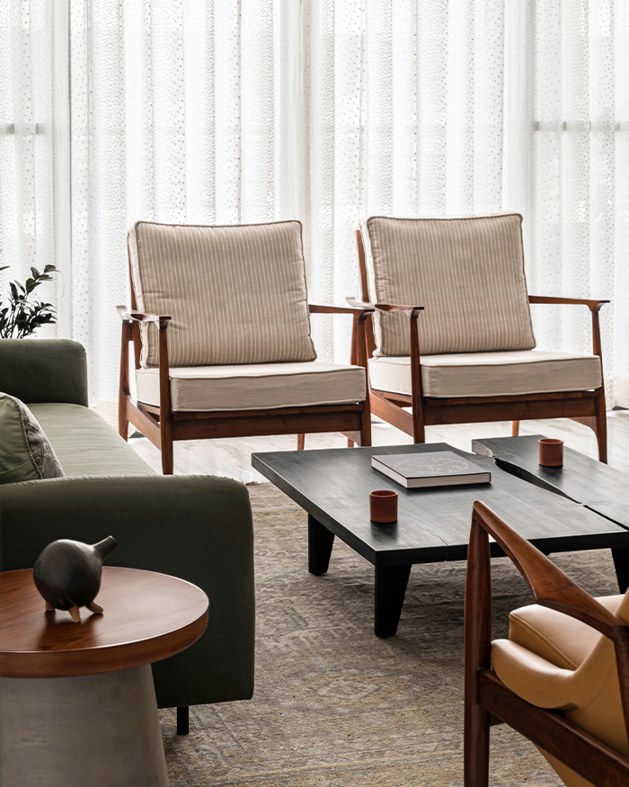 The interiors subtly engage with the existing built environment; Photography by Nayan Soni