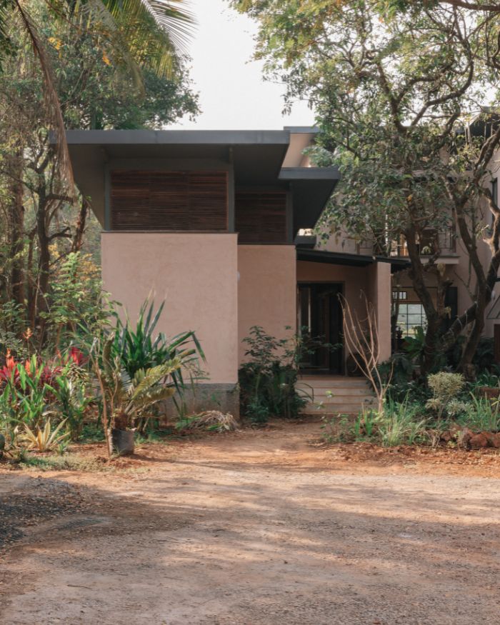 An exterior view where the house unfolds around a shaded courtyard; Styled by Imran Ali Khan and Rishad Patel; Photography by Shantanu Starick