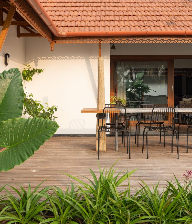 Meals and downtime with loved ones are best relished in the alfresco dining area gilded by evening light; Photography by Syam Sreesylam