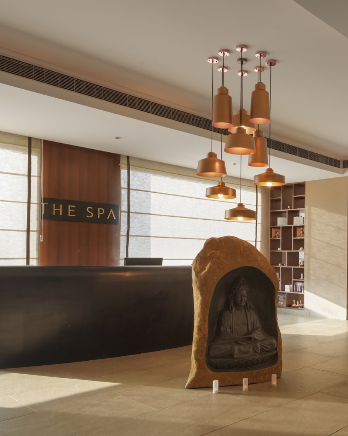 A Buddha statue at the spa reception